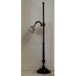 Stunning Antique mahogany adjustable standard reading lamp with 2 glass shades