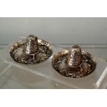 Pair of Matching Mexico sterling .925 silver sombrero's, 29.1 Grams, 2.2 Inch Dia