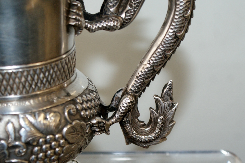 19th century Chinese Silver dragon handled tankard, Very well decorated with good quality carved - Image 4 of 14