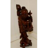 19th century Well carved Chinese Hardwood figure, 37cm tall