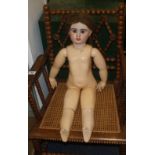 19th century large French porcelain headed doll, mark to back of neck, Marks Read Depose E 13 D,