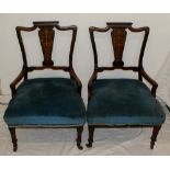 Stunning pair of Late victorian inlaid nursing chairs