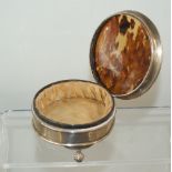 Victorian Silver and Tortoise shell Ring / Jewel box, Birmingham 1849, set on 3 ball and claw