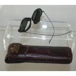 Very Rare Pair of circa 1900 Steele Framed mens sunglasses in leather case