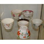 6 various late 18th century and early 19th century English hand painted tea bowls