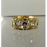 Outstanding Quality 18ct unmarked yellow gold 3.5ct three stone diamond ring, centre Princess cut