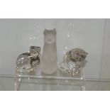 3 Glass animal figures of cats