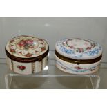 2 Decorative Trinket pots including late 19th century hand painted trinket pot, 8.5cm