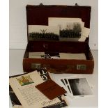 Antique travel case with war relater memobrilla inside including photos