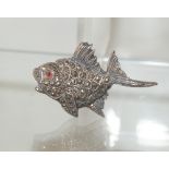 Unusual antique silver & Marcasite brooch in the form of a fish