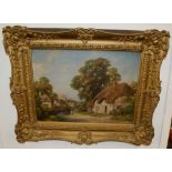 Good quality Oil on canvas painting of West Hagbourne Berkshire, T.E.Francis