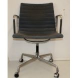 Original Vintage Herman Miller Aluminium office swivel chair on casters, original label and