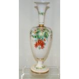 19th century Hand painted Milk Glass vase, 29cm High