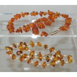 2 Natural amber beaded necklaces