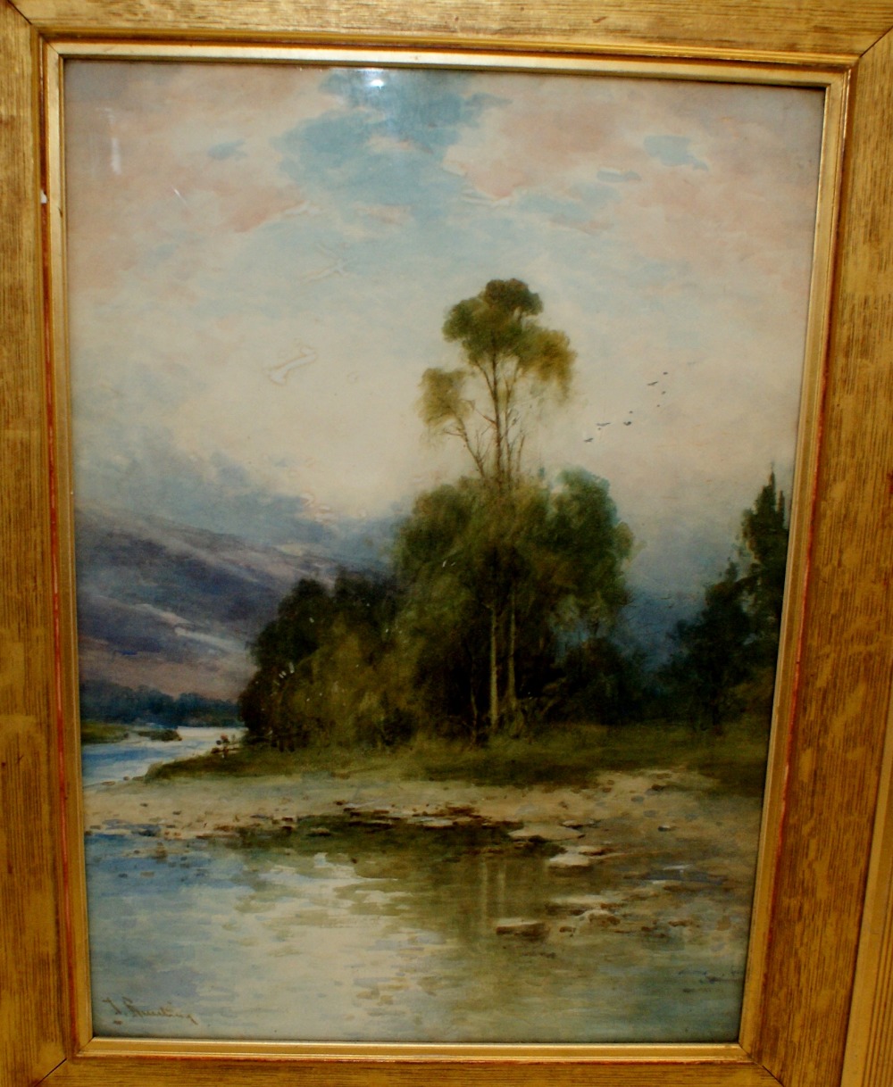 Thomas Bunting (1851 - 1928) Signed watercolour, Deeside, 55 x 38cm - Image 2 of 7