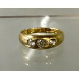 18ct Gold Gentlemans 3 stone diamond Ring, approx .83ct total diamonds, 5.9 Grams