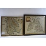 ROBERT MORDEN, AN 18TH CENTURY COLOURED MAP OF LINCOLNSHIRE, 14 ins x 16 1/2 ins and a coloured