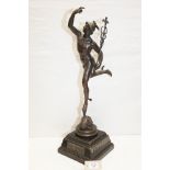 A LATE 19TH CENTURY BRONZE FIGURE OF MERCURY, after Giambologna, depicting standing on a female head