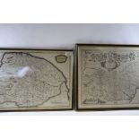 AN 18TH CENTURY COLOURED MAP OF NORFOLK by Robert Morden, 24 ins x 15 ins and a monochrome MAP OF