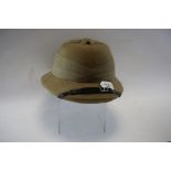 A BRITISH 1930's POLO STYLE PITH HELMET, inscribed internally Imperial Hat Works, Bangalore, V.G.C.