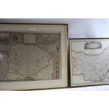 H. OVERTON, AN 18TH CENTURY COLOURED MAP OF NORFOLK with inset town plan of Norwich, 15 1/2 ins x 20