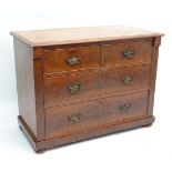 A Victorian mahogany low chest of drawers comprising 2 short over 2 graduated long drawers and