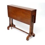 A 19thC mahogany Sutherland table with bobbin turned stretchers and legs ( double supports to ends )