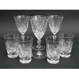 A set of 4 cut glass wine glasses together with  a set of 4 cut glass tumblers (4 + 4)  Wine glasses