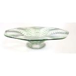 Stevens and Williams ? or  Powell & Sons ? : A pedestal clear class tazza with concentric green