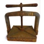 An early 20thC cast iron book press 20" wide x 18" high  CONDITION: Please Note -  we do not make