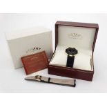 Watch : a Rotary Ultra slim Quartz dress watch, with a black snake skin and a black leather strap (