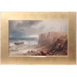 Manner of J M W Turner XIX
Oil on board
A de-masted vessel off the coast near a lighthouse