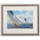 Terry Bailey ( 1941)
Limited edition coloured print
Yachting ' Evelyn off Falmouth '
Signed and