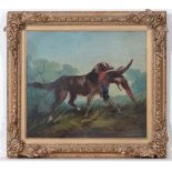 XIX Sporting School
Oil on tin
Gundog and a pheasant
10 x 11 1/4"
 CONDITION: Please Note -  we do