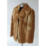 Vintage Retro : a Palamino coloured fur coat , size 36 with diamond/ quilt shaped decoration to