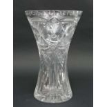 A large cut crystal glass vase approx 12" high 
 CONDITION: Please Note -  we do not make