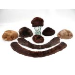 6 assorted vintage fur hats including mink example together with 2 fur collars CONDITION: Please