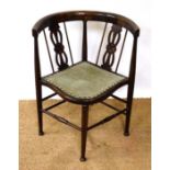 A c.1900 stained beech shaped corner chair 28 3/4" high  CONDITION: Please Note -  we do not make