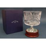 Crystal glass by Derek Burridge : a large etched crystal golfing trophy on standing the form of a