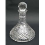 A cut glass ships decanter and stopper approx 10 1/2" high  CONDITION: Please Note -  we do not make