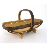 An old wooden garden Sussex trug 14 1/2" long ( stamped under The Truggery ... Sussex )