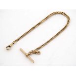 A 9ct gold curb link Albert pocket watch chain 12" long (34g) CONDITION: Please Note -  we do not