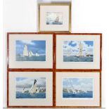 Yachting :  after Terry Bailey (1941) Cornish
A set of 4 coloured prints
' The Evelyn off St.