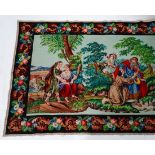 A large 19thC Berlin wool work needlework wall hanging tapestry depicting biblical figures in a