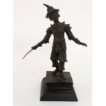 Coombes Company , Ltd Rangoon : A cast bronze sculpture of an armour wearing figure throwing a spear