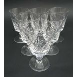 A set of 6 cut glass bucket shaped wine glasses 5 3/4" high  CONDITION: Please Note -  we do not