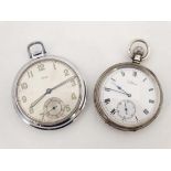 Pocketwatches : an Oris Art Deco Top wind pocket watch with inset seconds dial at 6 together with