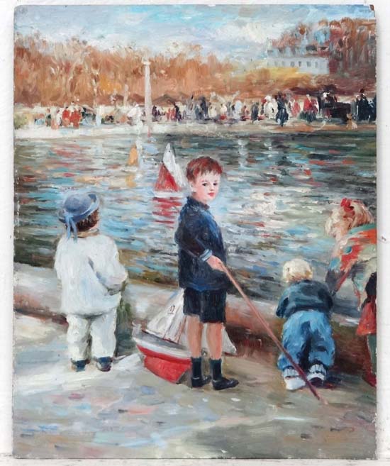 C. Harrison XX
Oil on board
The boating pond
Ascribed verso
10 x 8"
 CONDITION: Please Note -  we do