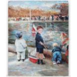 C. Harrison XX
Oil on board
The boating pond
Ascribed verso
10 x 8"
 CONDITION: Please Note -  we do