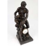 Large and imposing French figural clock. Well cast figure of a naked man good detail.  Signed on